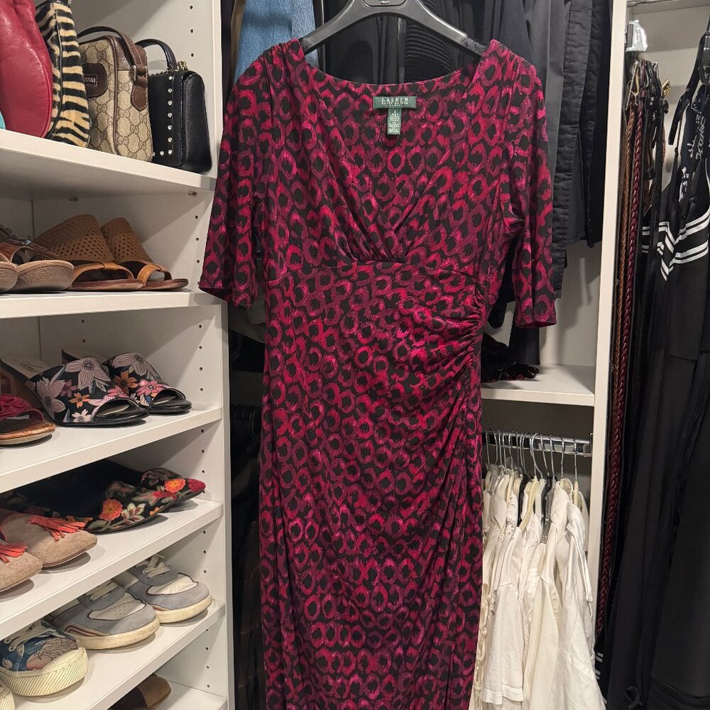 Ralph Lauren Wine and Black Midi Dress